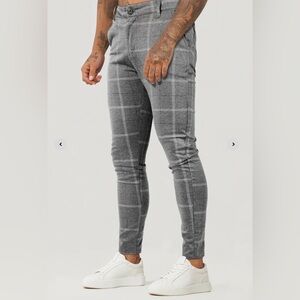 NWT Gingtto Men’s Plaid Pant Grey 32W